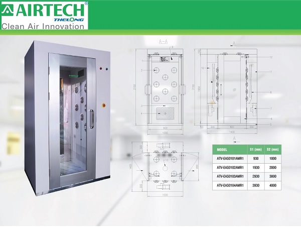  Airtech Thế Long có nhiều loại Air shower với các thông số khác nhau cho bạn lựa chọn.